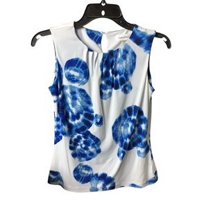 PXS Calvin Klein Women's Sleeveless Tie Dye Tank Top Blue White Lined